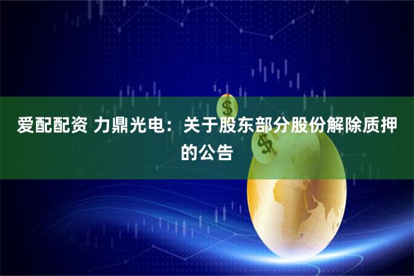 爱配配资 力鼎光电：关于股东部分股份解除质押的公告