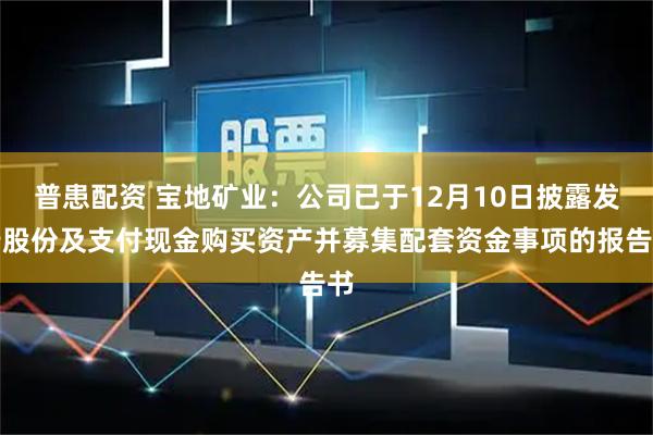 普患配资 宝地矿业：公司已于12月10日披露发行股份及支付现金购买资产并募集配套资金事项的报告书